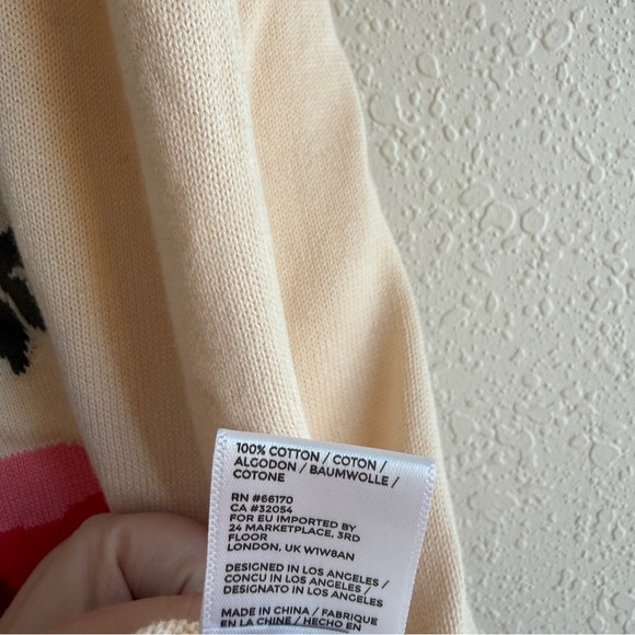 NWT Anthropologie Cotton Floral Short Sleeve Sweater Size XL - Picture 6 of 6